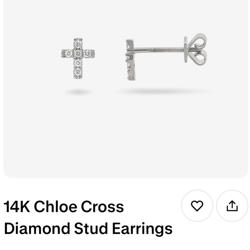 14k White Gold Diamond Screw Back Studs